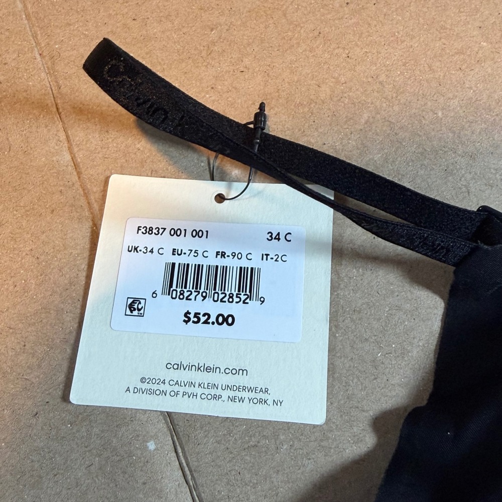 Calvin Klein Invisibles Wireless Lightly Lined Bra Black 34C F3837 001 001 - Picture 4 of 7